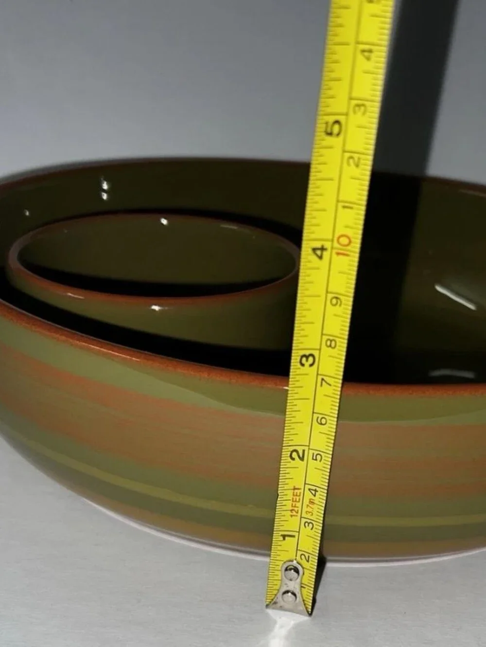 Terracotta Pottery Chip & Dip Serve Bowl Olive/Brown 10.5